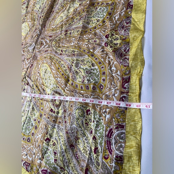 Used Art Silk Print  Scarf Casual Woman Yellow - Picture 6 of 12